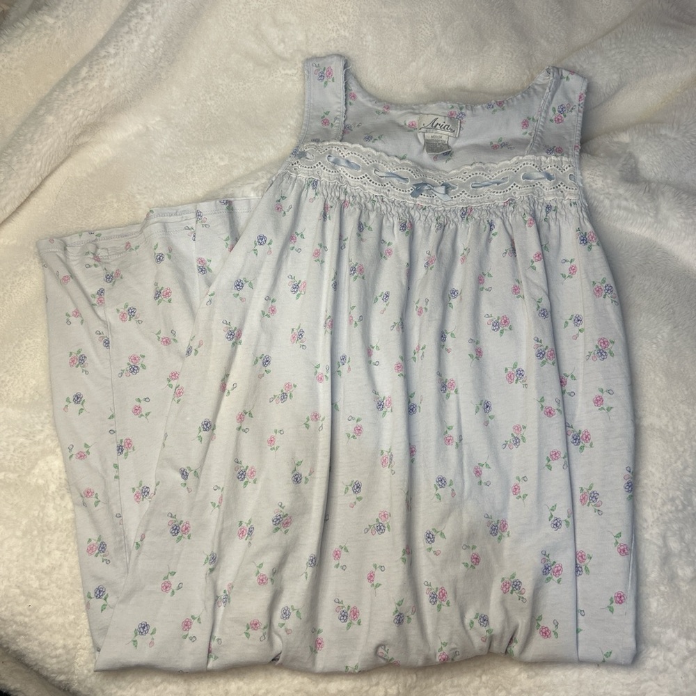 Delicate Light Blue Floral Coquette Nightgown or Dress